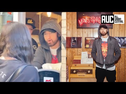 Eminem Serves Food To Fans At His Moms Spaghetti Restaurant Grand Opening