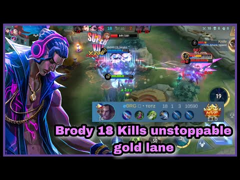 Brody 18 kills Unstoppable gold lane build [ brody best build ]#mlbb #brodymlbb #brodyemblem