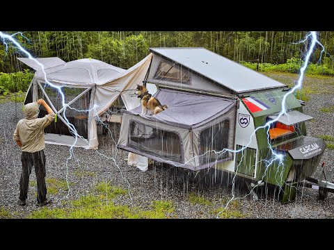 ⚡Luxury RV with 2 Bedrooms & Living Room, Air Conditioning… Heavy Rain Camping
