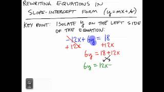 preview picture of video 'Rewriting equations in slope-intercept form'