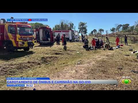 Acidente entre ônibus e caminhão deixa 6 mortos e 35 feridos na GO-010