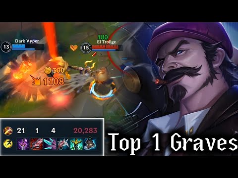 Wild Rift - CRAZY DAMAGE Top 1 Graves OTP Jungle Lane 21 Kills Gameplay
