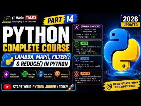 Python Lambda Map Filter Reduce Python Complete Course Part 14 Hindi 2026