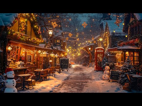 Christmas Vintage Coffee Shop Jazz 🎄 Cozy Winter Ambience | Snowy Night Jazz for Study & Relaxation☕