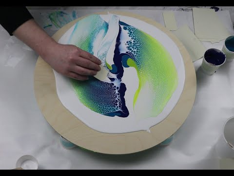(507) Huge Swipe Technique with CRAZY Cells! Blue and Green Fluid Acrylic Paint Pouring Technique