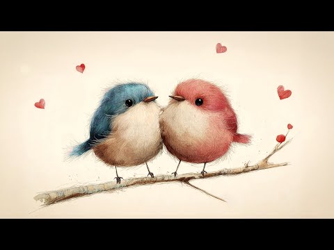 Valentine's Day Cute Love Birds Frame TV Art in 4K. Frame TV Valentine Screensaver Live Wallpaper 8h