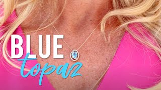 6x4mm Emerald Cut London Blue Topaz with Diamond Accents 14k White Gold Stud Earrings Related Video Thumbnail