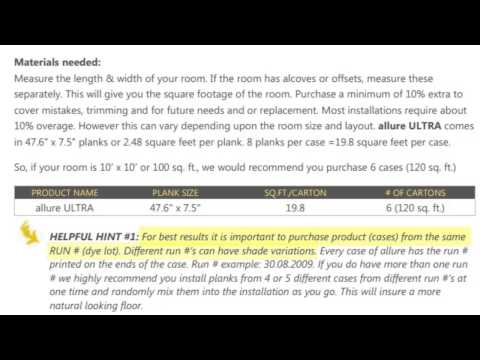 TrafficMaster allure ULTRA Installation Quick Start...