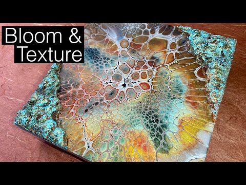 (132)Acrylic Texture Painting with Bloom Technique/Mixed Media/Fluid Art Abstract Pouring/フルイドアート
