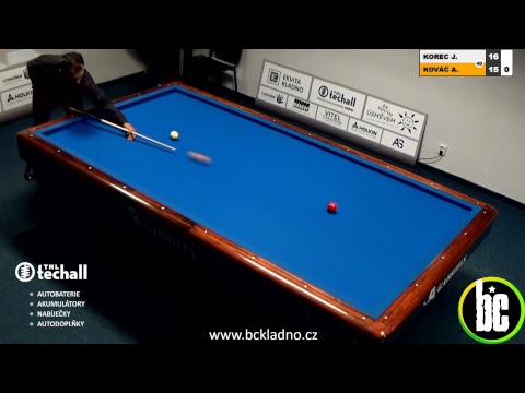 Czech 3-cushion league D2 - 6th round - Jaroslav KOREC  vs  Aladar KOVÁČ