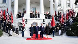 Xi Jinping assiste à la cérémonie d'accueil tenue par Donald J. Trump à la Maison Blanche