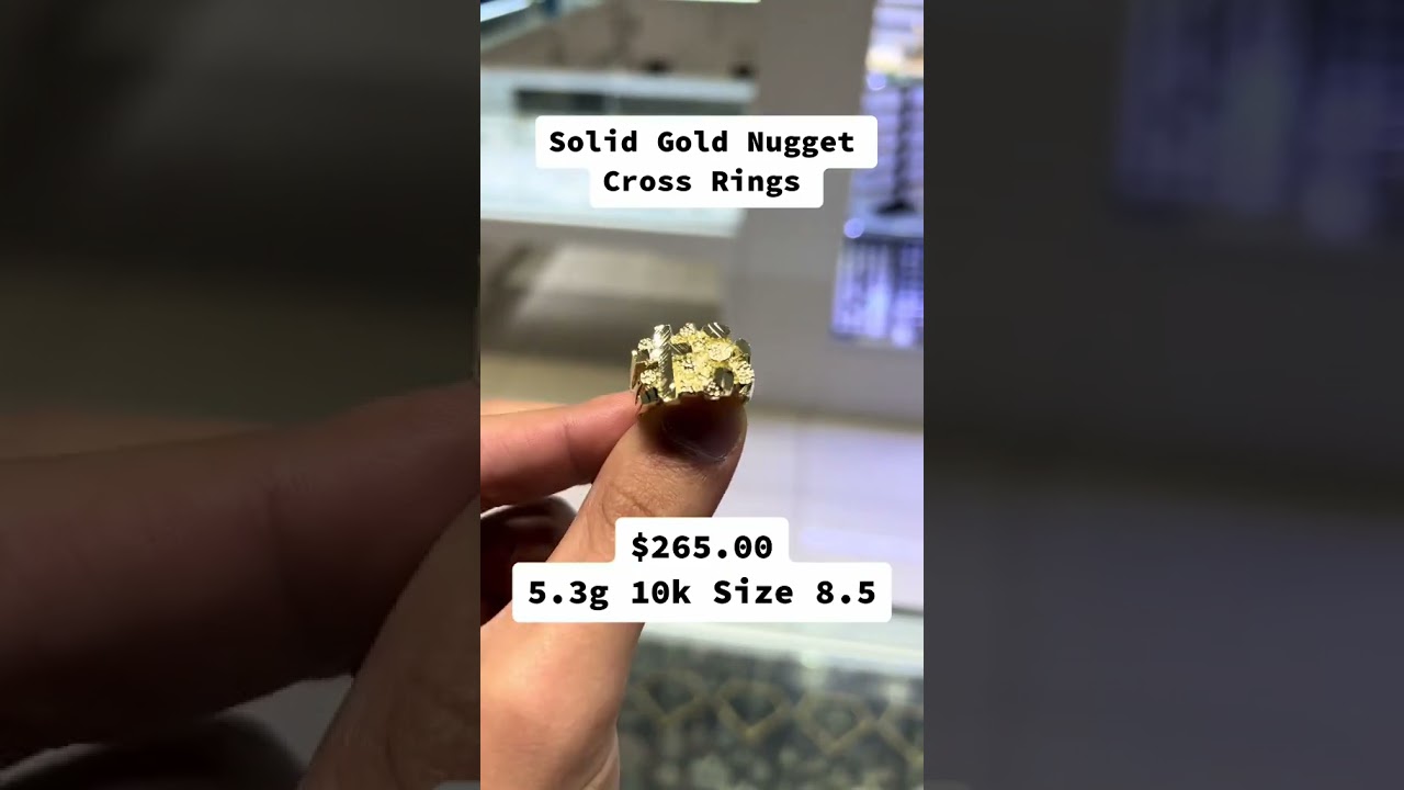 Solid Gold Nugget Cross Rings at Ijaz Jewelers #rings #diamondring #goldrings #goldring