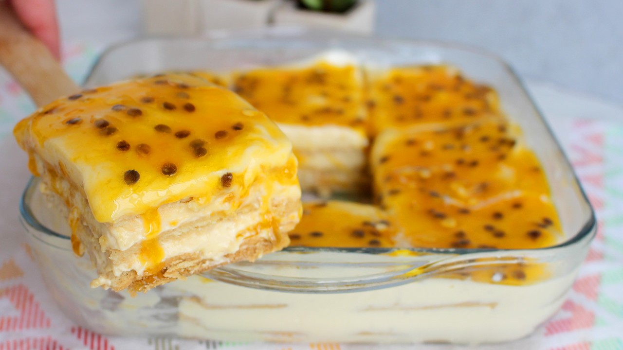 PAVÊ DE MARACUJÁ COM 5 INGREDIENTES - RECEITAS QUE AMO