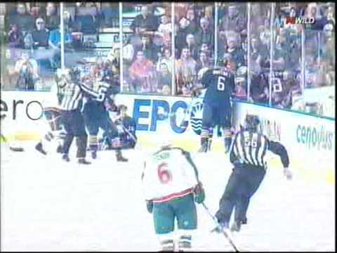 Cal Clutterbuck hits Ryan Potulny