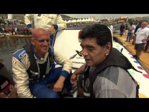 Maradona drives XCAT Powerboat in Napoli - 2014 UIM XCAT World Series