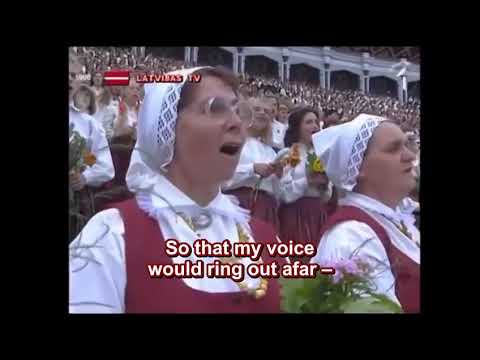 Latvian Song Festival 1990 - "Stāvēju, dziedāju" (I Stood And I Sang) ENGLISH subtitles/translation