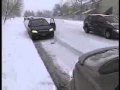 Funny Lucky Accident Woman Dives Out Of Car Before Crashing Uk 2009 Snow Ice Skid