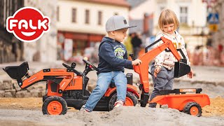 Falk šliapací traktor 2065N Kubota backhoe s predným bagrom a prívesom s otočným bagrom