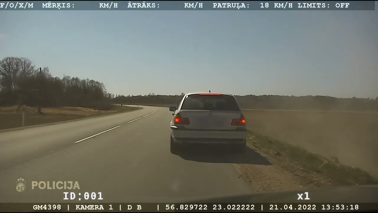 Likumsargi Irlavas pagastā  aptur automašīnu, kas brauc ar ātrumu 178 km/h/VIDEO/