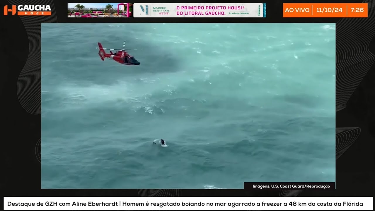 Homem é resgatado boiando no mar agarrado a freezer na costa da Flórida | Gaúcha Hoje