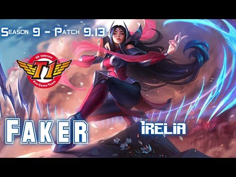 SKT T1 Faker IRELIA vs PANTHEON Mid - Patch 9.13 KR Ranked