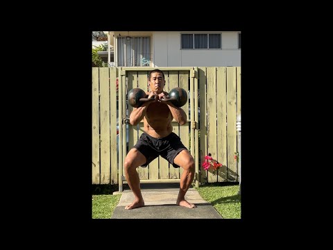 Day 314 FitPro Hawaii Workout - 24 kg. Kettlebell Front Squats + Renegade Rows - 3/27/21, 4:14 pm