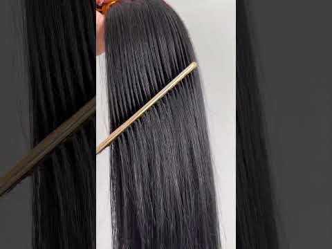 Волосся для гарячого нарощування на капсулах, 55 см, пряме, 200 пасм, чорне (01) video