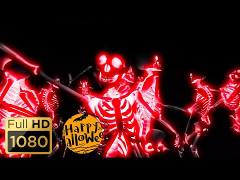 HALLOWEEN PARTY BACKGROUND - Dancing Skeletons. Ghost. Scary Video. Halloween Loop Video (No Sounds)