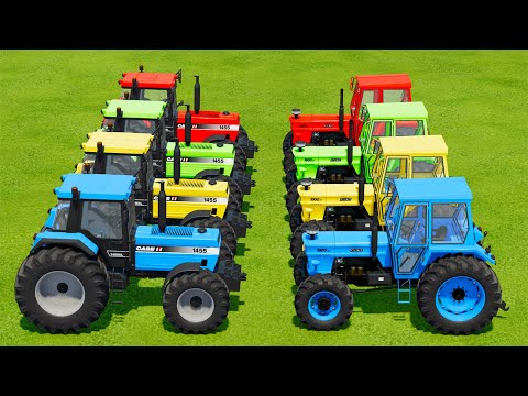 JOHN DERRE vs FIAT vs CASE vs CLAAS TRACTORS BATTLE WITH FUEL TANKS - Farming Simulator 22