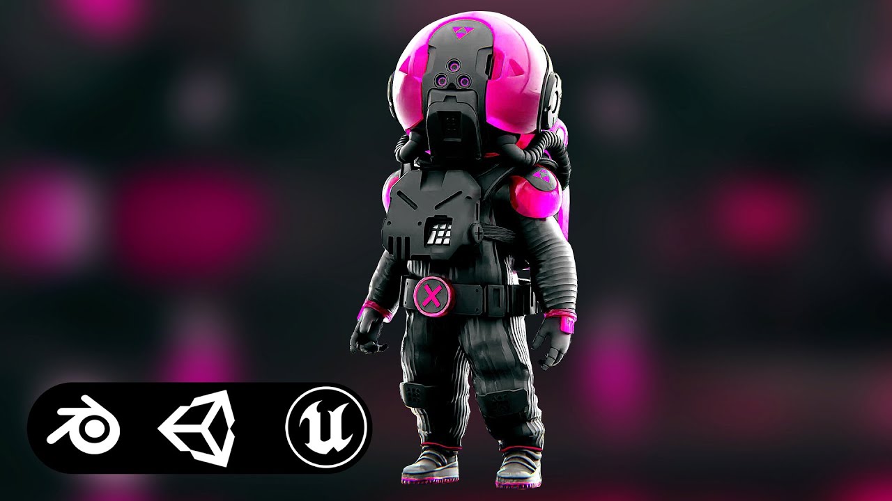 Toon Astronaut F-B Auto-Rig Pro Rigged For Mixamo Unreal Engine Unity 3D Model