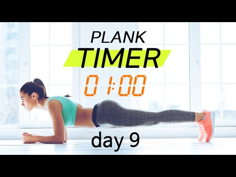Plank Timer💙 day 9 - 30 days challenge with music ( 1 min )  |  플랭크 9일차