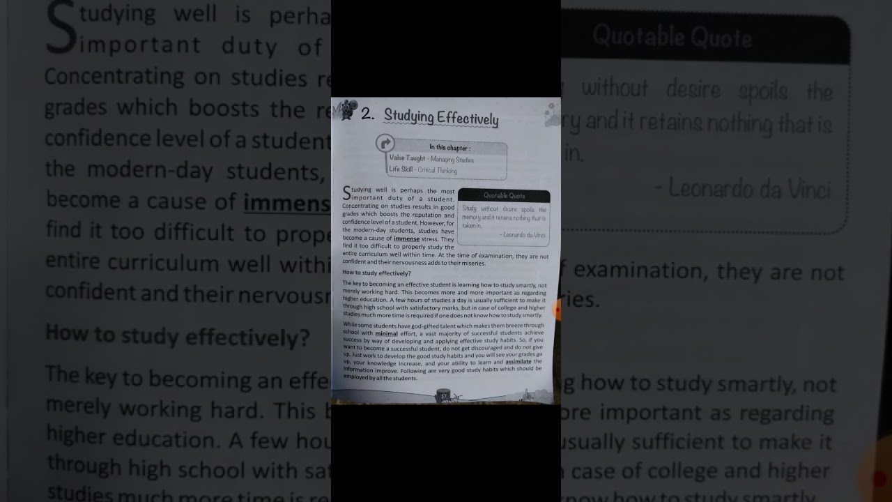 Moral Science class 9 chapter-2 Study Effectively