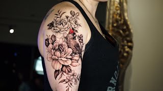 Stunning Floral & Cardinal Tattoo Transformation! (Timelapse)