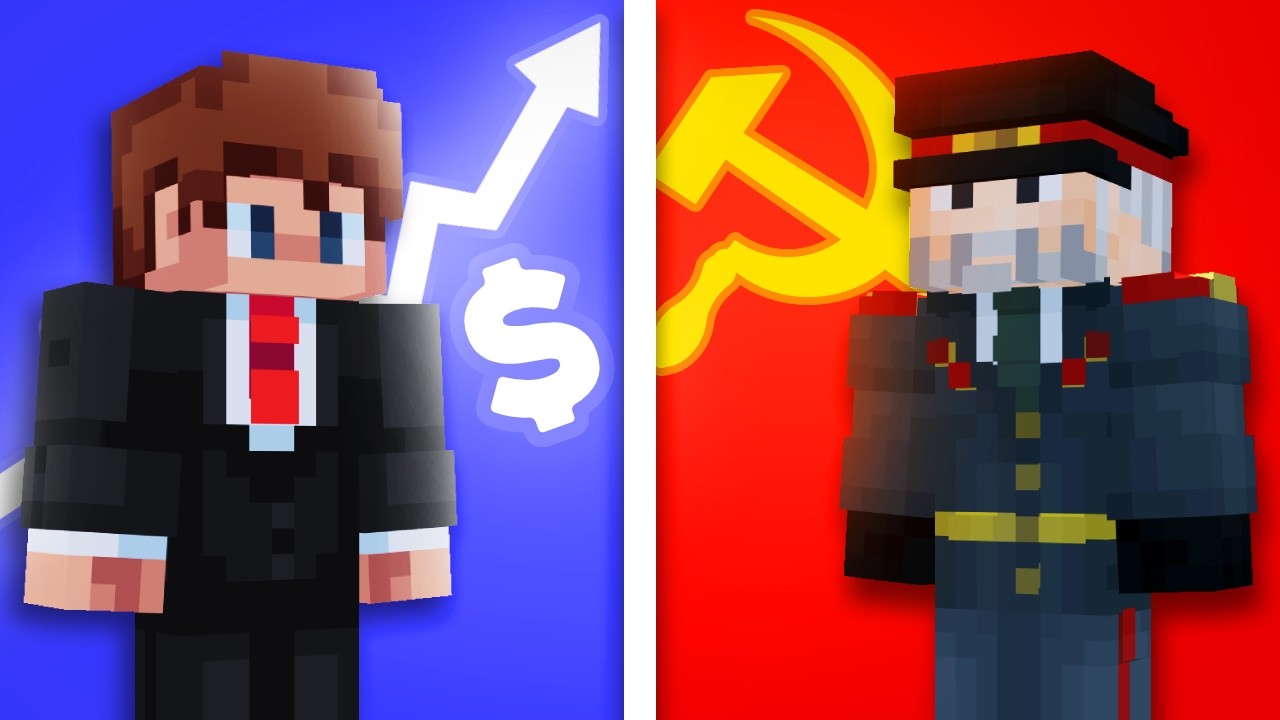 100 Communist VS 100 Capitalist in Minecraft