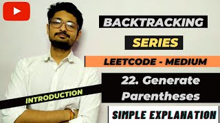 YouTube video '22. Generate Parentheses | Backtracking Series | LEETCODE'