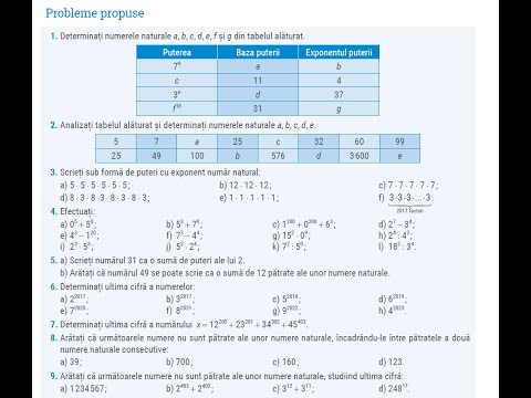 Aplicaţii la lecţia 9: puterea cu un exponent natural a unui număr natural