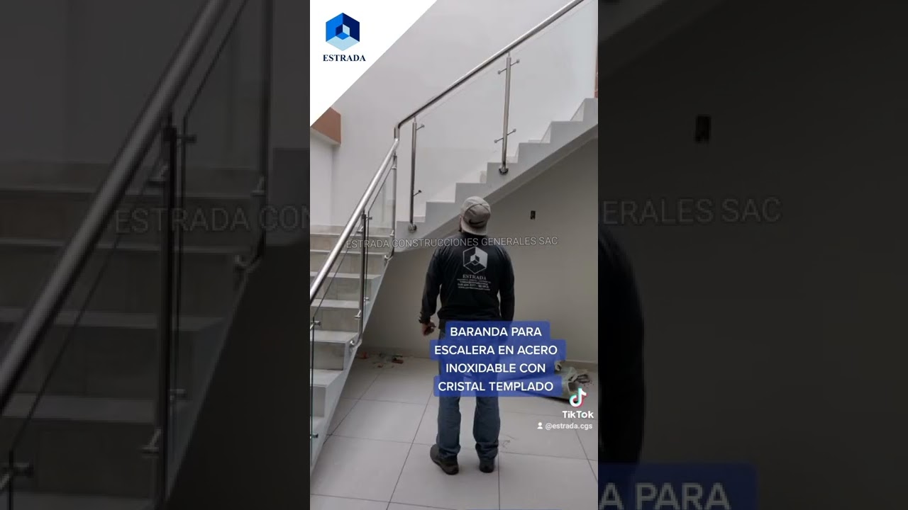 BARANDA PARA ESCALERA EN ACERO INOXIDABLE CON CRISTAL TEMPLADO