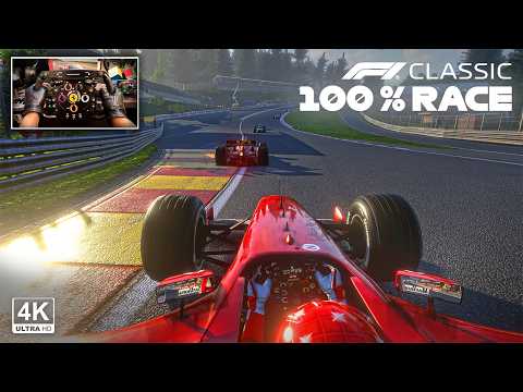 Michael Schumacher's Ferrari F2002 V10 - 2002 Belgian GP 100% Race F1Classic Steering Wheel Gameplay