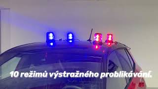 Robustný modro-červený LED maják, čierny hliník, 96W, ECE R10