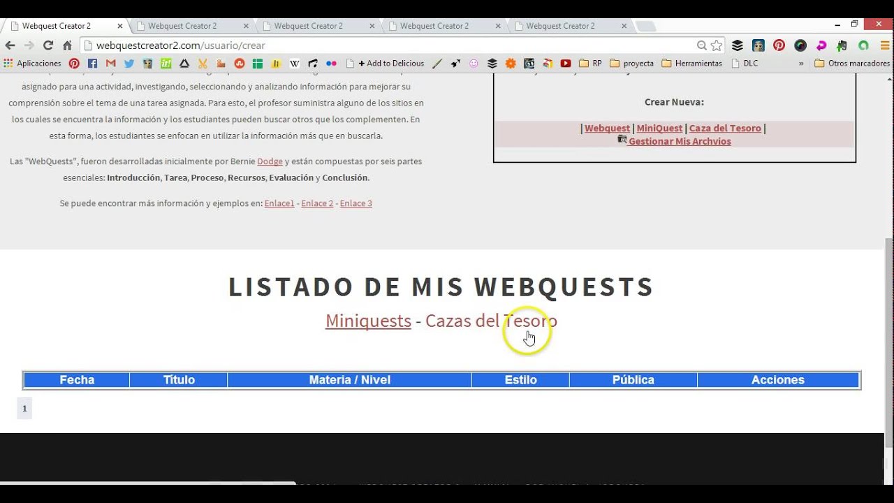 Tutorial de Webquest Creator 2