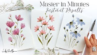 3 EASY Beginner Friendly Watercolor Flowers Using the Exact Same Brush Stroke Technique!
