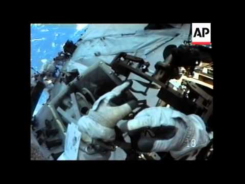 Crew step out on the first spacewalk of the mission