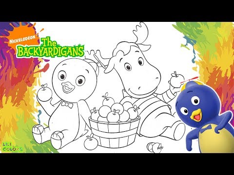 Pintar OS BACKYARDIGANS comendo muitas maçãs Desenho infantil para criança em portugues