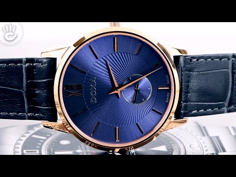 Review đồng hồ Doxa D155RBL vỏ máy pin mỏng thời trang chỉ 6mm phối tone vàng hồng