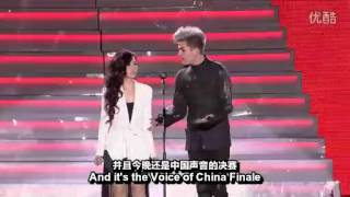 Adam Lambert with Jane Zhang in Shanghai -China Voice. Was Jane shy or nervous?