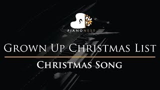 Grown Up Christmas List - Christmas Song - Piano Karaoke Instrumental Cover with Lyrics