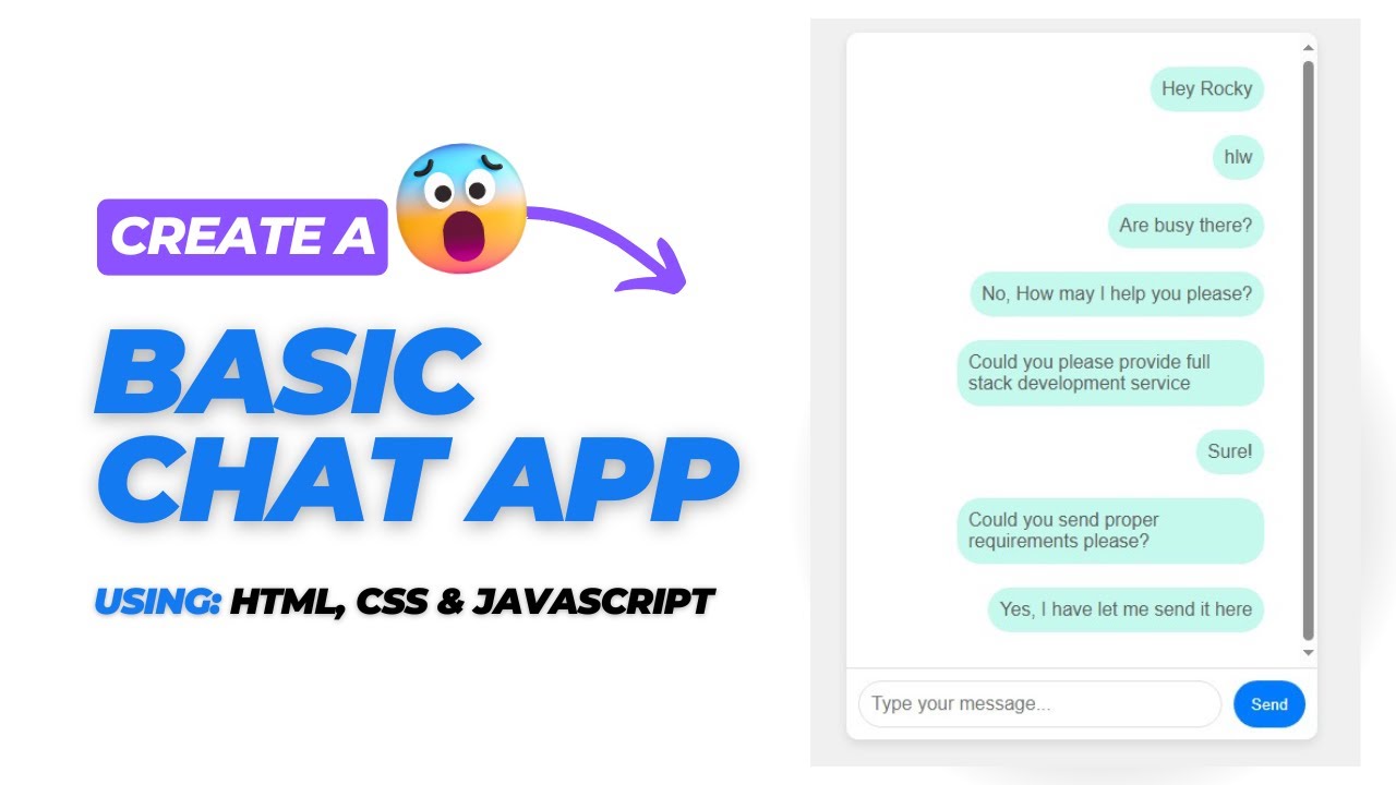How to Create a Basic Chat App with HTML, CSS, and JavaScript | Beginner Tutorial