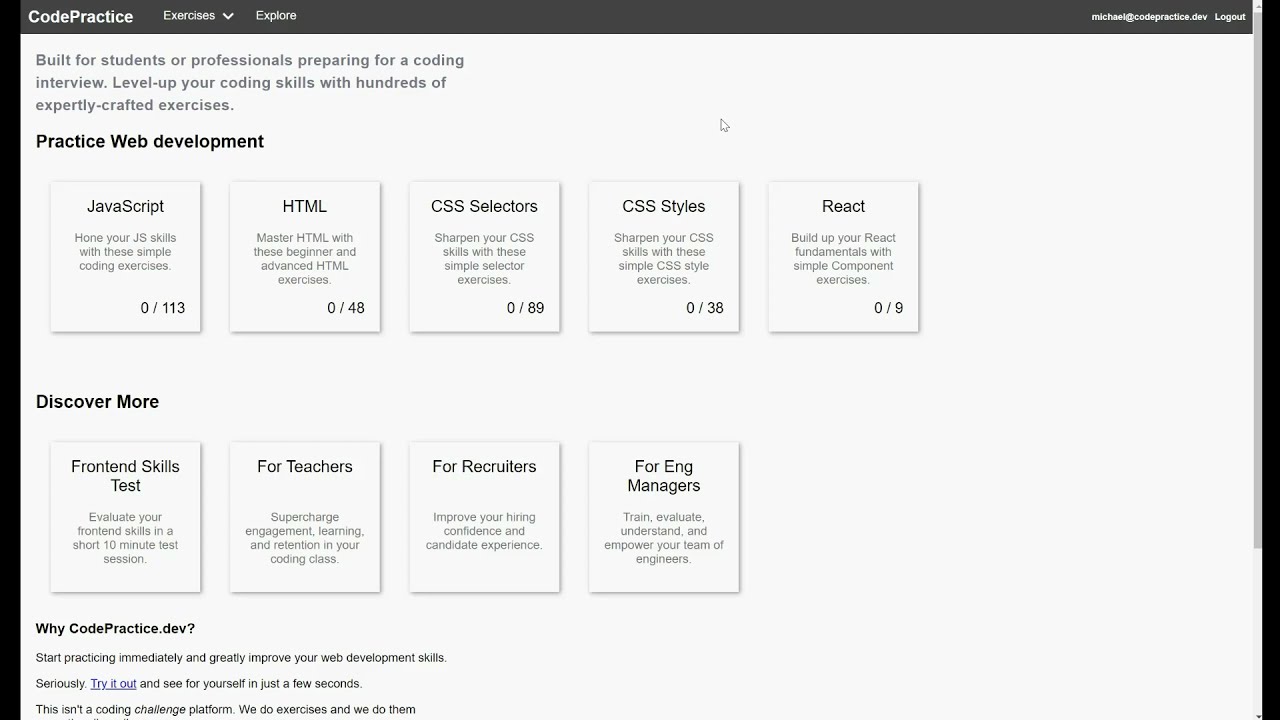 CodePractice.dev Welcome