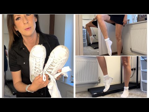 White Frilly Sock Try On - Walk Test My Socks and Tennis Shoes 