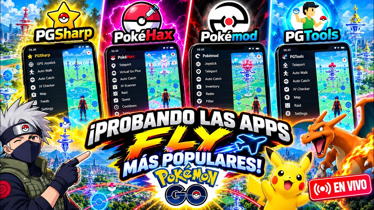 🔴 ¡PROBANDO LOS MÉTODOS FLY MÁS POPULARES! 🔥 PGSharp, PGTools, PokéHax y Pokémod | Pokémon GO